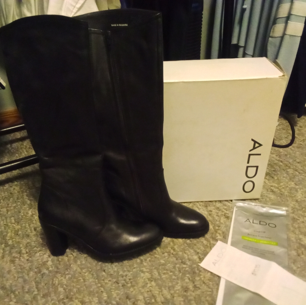 Black leather boots